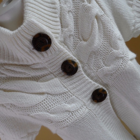 Pink Rose White Cardigan Sweater. - Picture 4 of 8